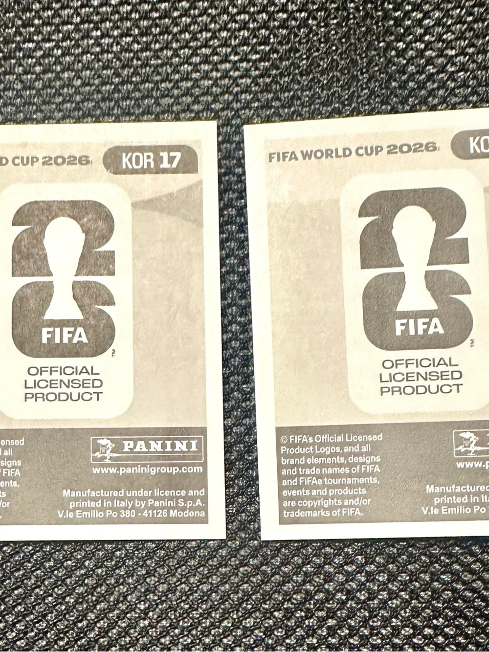 Panini FIFA World Cup 2026 Sticker Backs - Black and White Pair